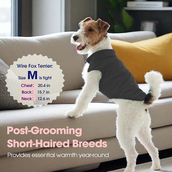 FUAMEY Dog Fleece Vest for Small Dogs,Warm Stretchy Dog Sweatshirts Pullover with Leash Hole Dogs Sweater Soft Pet Turtleneck Cozy Pet Vest Lightweight Sleeveless Grey XS