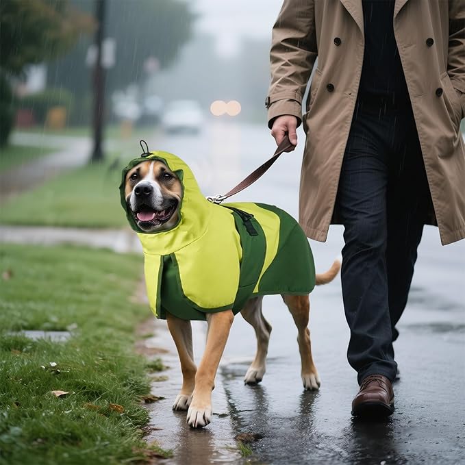 BRKURLEG Dog Raincoat for Small Medium and Large Dogs Waterproof Dog Rain Jacket Adjustable Hooded Dogs Raincoat Pet Rain Coat Poncho with Leash Hole, Reflective Strip, Green, S