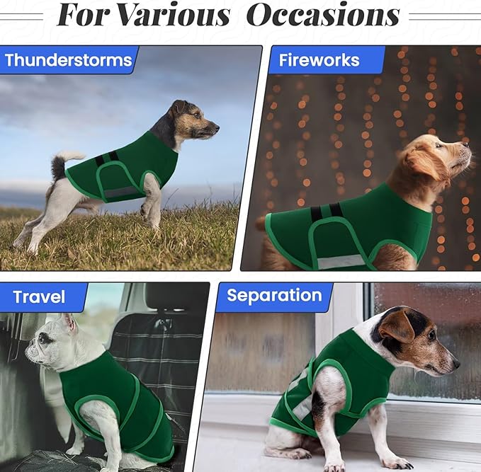 MIGOHI Dog Anxiety Relief Coat,Comfort Anxiety Vest for Dogs,Adjustable Dog Anxiety Calming Wrap for Fireworks,Thunderstorm,Travel,Separation,Anxiety Jacket for Small Dogs,XS,Green