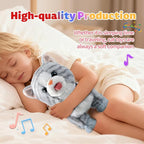 Gray Leash Walking Cat Set Interactive Talking Cat Singing Dancing Kitten Mimicking Repeat What You Say Kitty Touch and Voice Control Nodding Wagging Tail Plush Electric Kitty for Kid Gril
