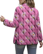 LIZALIG Women's Cropped Puffer Jacket Lightweight Floral Print Long Sleeve Padded Quilted Puffy Cardigan Coat