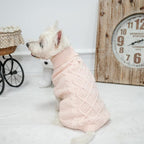 Mihachi Turtleneck Dog Sweater - Winter Coat Apparel Classic Cable Knit Clothes with Leash Hole for Cold Weather, Ideal Gift for Pet in New Year Rosy Small/Medium