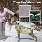 Lelepet Warm Dog Winter Coat Dog Coats for Medium Dogs Waterproof Dogs Jacket with Harness Built in Reflective Cold Weather Coats Windproof Zip-Up Winter Fleece Vest Snowsuit Dachshund Desert Camo