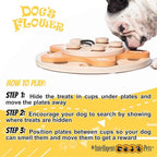 Dog's Flower - Interactive Wooden Puzzle Toy for Dogs, Brain Game for Mental Stimulation and Enrichment, All-Wood Design for Smart Dogs