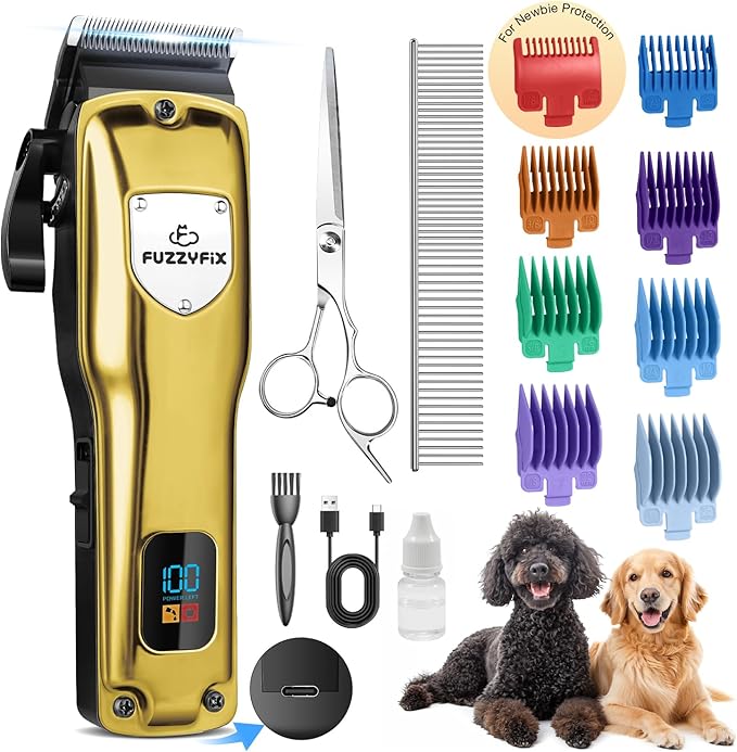 Dog Clippers for Grooming for Thick Heavy Coats, Professional Pet Grooming Clippers Supplies Kit Low Noise Rechargeable Stainless Steel Hair Trimmers with Ceramic Blade for Dogs Cats Animals