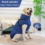 Dog Winter Coat with Harness Built in Warm Puffer Dog Jackets for Small Medium Large Dogs Windproof Waterproof Outfit with Plush Lining and Reflective Stripes (Grey, 2XL)