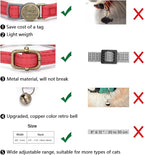 Cat Collar Breakaway, Personalized Leather Cat Collar with Bells - Adjustable Customized Collar with Name & Phone Number Tag for Girl Boy Cats - Quick Release Buckle for Cats & Kittens(Red)