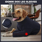 IDOMIK Dog Recovery Suit, Dog Surgery Recovery Suit Front Legs, Comfy Joint Leg Sleeves After Surgery, Elbow Braces Protector for Leg Injuries & Joint Pain, Cone Collar Alternatives,Navy,L