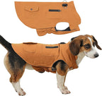 Workwear Style Dog Coats with Harness Built in for Small Dogs Windproof Warm Puppy Jacket with Storage Pockets for Cold Winter,BrightBeige XL