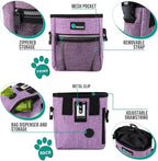 PetAmi Dog Treat Pouch, Pet Treat Pouch for Training, Dog Walking Bag Holder for Kibbles, Pet Food Toy, Dog Trainer Essentials Supplies, Poop Bag Dispenser, 3 Ways to Wear (Purple)