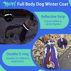 MIGOHI Full Body Dog Coat - Warm Reflective Large Dog Winter Coat with Harness,Turtleneck Fleece Jacket for Dogs,Four-Leg Windproof Puffer Jackets Snowsuit with Zipper for Small Medium Large Dogs,XL
