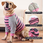 FUAMEY Dog Recovery Sleeve with Elbow Protector,Dogs Shirt Stop Licking Joints,Pet Long Sleeve Suit Protecting Dog's Front Leg Arm Wounds Cover Skin Conditions Pink Stripes XL