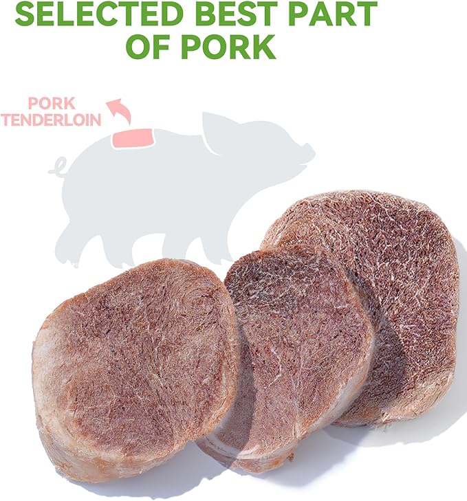 OPET Freeze Dried Pork Treats for Cats & Dogs，Single Ingredient Grain Free High Protein Pet Food，Healthy Training Sliced Fillets Snacks ，(Pork, 5.92 Ounce)