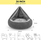 SIWA MARY Dog Bed with Attached Blanket for Small Dogs or Cats, Soft Plush Cozy Donut Cuddler Hooded Pet Beds Washable. Round Puppy Bed Orthopedic, Calming Cat Cave Bed. Anti-Slip Bottom 26inch