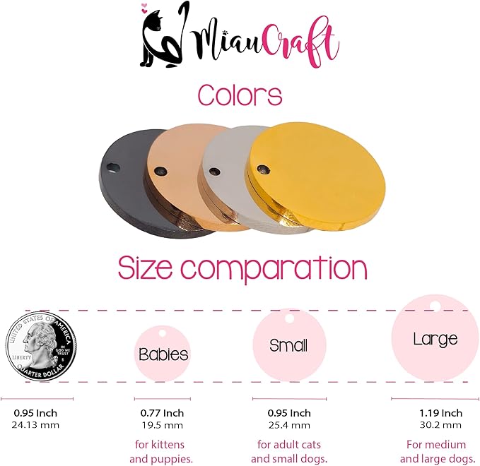 Lifetime Custom Engraved Dog ID Tag – Stainless Steel Pet Tag for Dogs & Cats, Double-Sided Personalization | Fits Collar, Harness, Leash