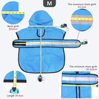 Waterproof Reflective Dog Rain Coat - Adjustable Puppy Rain Jacket Poncho, Lightweight Dog Hooded Pet Raincoat for Small to X- Large Dogs and Puppies (Blue, Medium)
