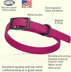 Dogline Biothane Waterproof Dog Collar Strong Coated Nylon Webbing with Black Hardware Odor- Proof for Easy Care Easy to Clean High Performance Fits Small Medium or Large Dogs, Magenta Pink