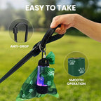 Dog Poop Bag Dispenser with LED Flashlight & 45 Bags (3 Rolls) – USB-C Rechargeable, Waterproof, Anti-Slip Clip, Hands-Free Dog Waste Bag Holder for Night Walks & Outdoor Adventures