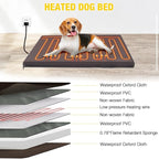 AIVITUVIN Heated Outdoor Dog House Insulated Liner with Anti-Chewing Iron Surround Dog Kennel Dog Shelter Weatherproof (Brown, 45" D x 32.9" W x 32.6" H)
