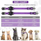 Luminous AirTag Cat Collar Breakaway, OUCWLTAG GPS Cat Collar with Apple Air Tag Holder, Cat Tracker Collars with Safety Elastic Band for Girl Boy Cats, Kittens and Puppies (Purple, 7-10 Inch)