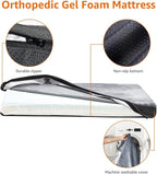 Amazon Basics Dog Bed with Cooling Gel Memory Foam, Pressure-Relief Support for Dogs up to 120lbs, Non-Slip Bottom, Machine Washable Cover, Giant Sized (50" x 34"), Grey