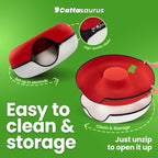 Cattasaurus Peekaboo Cat Cave, Extra Spacious for Multiple & Large Cats 12+ lbs, Scratch Detachable Cat Beds for Indoor Cats, Washable Tunnel Bed, Comfy Donut Tunnel (Ruby Snowball, Jumbo)