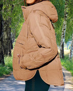 Womens Oversized Hooded Puffer Jacket Fall Winter Warm Quilted LightWeight Jacket Casual Fashion Solid Color Coat