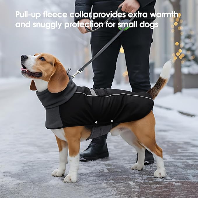ASENKU Dog Coat, Dog Winter Jackets with Fleece Turtleneck, Windproof, Reflective Pet Snow Jacket for Cold Weather,Coats for Extra Large Size Dogs, Black, XXXXL