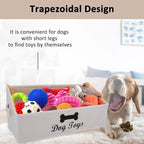 Large Dog Toy Basket Collapsible Dog Toy Box Fabric Trapezoid Dog Toy Bin Storage for organizing pet Toys/Blankets/leashes/Rope Toys/Clothing-Can be Personalized-Slub Beige