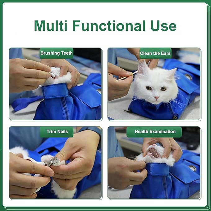 HDKUW Cat Grooming Bag,Foldable Travel Carrier for Cats,Anti-Bite Anti-Scratch Cat Grooming Restraint Bag,Pet Carrier for Administering Eye Drops,Ear Cleaner,Clipping Nails Yellow M