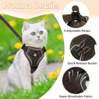 Cat Harness and Leash for Walking Soft Cat Harness Escape Proof, Adjustable Kitten Harness Cat Leash Reflective Strips Jacket, Breathable Cat Vest Harness Set for Kitten Easy to Wear Outdoor Walking