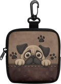 KEIAHUAN Pug Dog Treat Bags Training Pouch Small Dog Treat Pouch for Pet Walking and Training Reusable Pet Treat Container with Clasp for Traveling or Outdoor, Coin Pouch Small, Brown