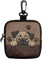 KEIAHUAN Pug Dog Treat Bags Training Pouch Small Dog Treat Pouch for Pet Walking and Training Reusable Pet Treat Container with Clasp for Traveling or Outdoor, Coin Pouch Small, Brown