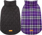 Kuoser Waterproof Dog Coat, Reversible Dog Jacket for Small Dogs, Adjustable Durable Doggie Winter Coat Warm Cozy Puppy Cold Weather Apparel from Small to Large Breed, Purple S