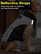 AURUZA Dog Coat, Warm Dog Winter Coat Waterproof Small Dogs Jacket with Harness Built Reflective Pet Vest with Zipper for Medium Dogs Windproof Pet Fleece Vest Snow Jacket for Cold Weather（Black,XXL）