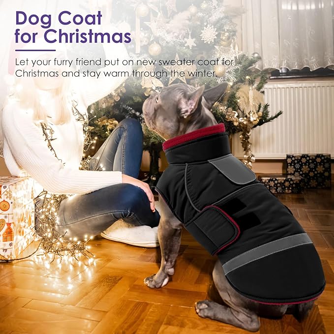 SUNFURA Dog Coat, XXL Dog Winter Jacket, Warm Snow Jacket for Extra Large Dogs, Thick Fleece Sweater Coats for Weimaraner, Labrador, Golden Retriever, Black XX-Large