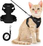 Dooradar Cat Harness and Leash Set, Escape Proof Safe Adjustable Kitten Vest Harnesses for Walking, Easy Control Soft Breathable Mesh Jacket with Reflective Strips for Cats, Black, S