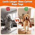Heavy-Duty Dog Rope Toy — 6-Knot Super-Strength Fiber Tug Rope, Ideal for Powerful Chewers The First Super-Fiber Durable Chew Toy, Specifically Designed for Large and Medium-Sized Dogs (Small)