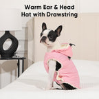 Fleece Lining Dog Hoodie with Harness Built in,Extra Warm Small Dog Jacket in Winter Puppy Coats with Drawstring Hooded,Light Pink M