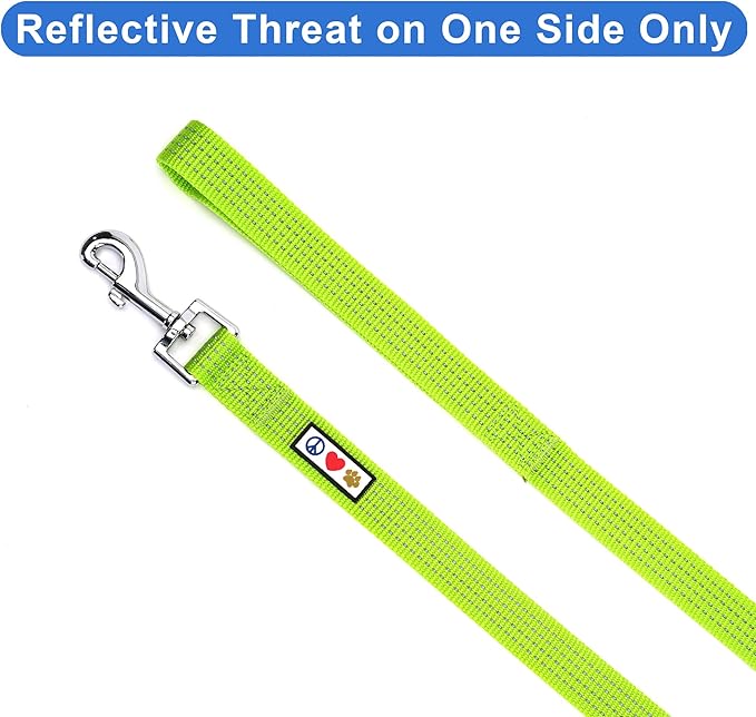 Pawtitas 6 FT Pet Puppy Leash Reflective Dog Leash Comfortable Handle Highly Reflective Threads Heavy Duty Dog Training Leash Available as a 6 ft Medium Dog Leash or Large Dog Leash Green