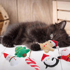 6pcs Christmas Catnip Toy，Indoor Santa Claus Snowman Tree Shaped Cat Toy Plush Interactive Chew Bite Toys for Cat Kitten Indoor Festive Holiday Cat Lover Gift