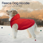 IECOii Dog Hoodie for Medium Dogs, Warm Fleece Dog Hoodies Sweater with Leash Hole and Pocket, Cozy Dogs Cold Weather Coat for Fall Winter Hooded Sweatshirt Vest for French Bulldog, Red, L