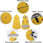 Dog Raincoat Waterproof Raincoats Dog rain Jacket Buttons Zipper Hood Drawstring Suitable for Small Medium Yorkie Terrier Schnauzer Poodle Border Collie Labrador 8lbs to 80lbs Yellow L