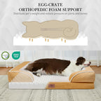 Comfort Expression Orthopedic Dog Bed for Medium Dogs 30x20 Inch, Waterproof Supportive Egg Crate Foam Medium Pet Bed with Removable Bolsters, Dog Couch with Washable Cover & Non-Slip Bottom, Caramel