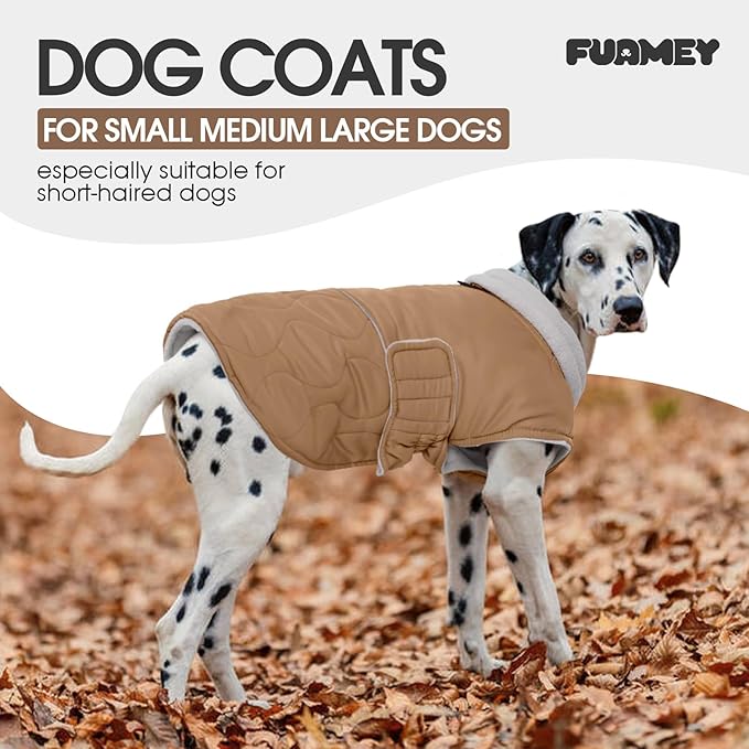 FUAMEY Winter Warm Coat, Fleece Turtleneck Jacket, Thick Waterproof Windproof Cold Weather Coats, Snowsuit Vest for Small Medium Large Dogs Pet Clothes