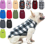 BEAUTYZOO Small Dog Sweater Fleece Vest Winter Jacket, D-Ring Leash Attachment for XS S Puppy Medium Sized Breeds Dogs, Cold Weather Dog Clothes Windproof Keep Warm, Classic White Plaid M