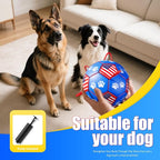 Size 3 Interactive Dog Football with Strap, Blue & Red, Eye-Catching Paw Prints and Flag Design, Ideal Outdoor Training Pet Toy, Perfect Choice for Medium & Large Dogs' Playtime