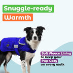 Joyride Harness FrostFlex Dog Winter Jacket - Fleece Lined & Water-Resistant - Snowsuit with Pockets for Treats & Poop Bags - Durable Cold Weather Dog Coat - Blue Serenity-XL