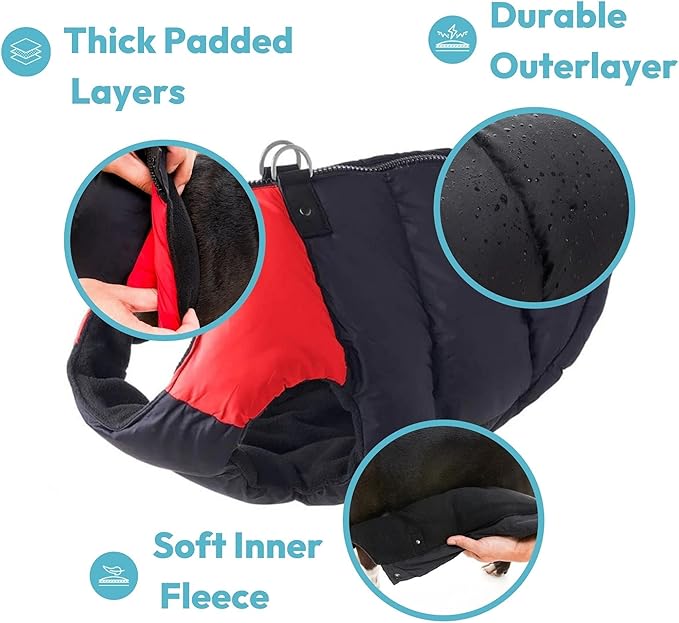 Gooby Padded Vest Dog Jacket - Purple, Medium - Warm Zip Up Vest Fleece Jacket with Dual D Ring Leash Water Resistant for Small to Medium Dogs
