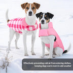 ASENKU Dog Winter Coat, Fleece Doggie Jacket Plaid Reversible Vest Waterproof Windproof Cold Weather Clothes for Small Medium Large Dogs (S, Pink)